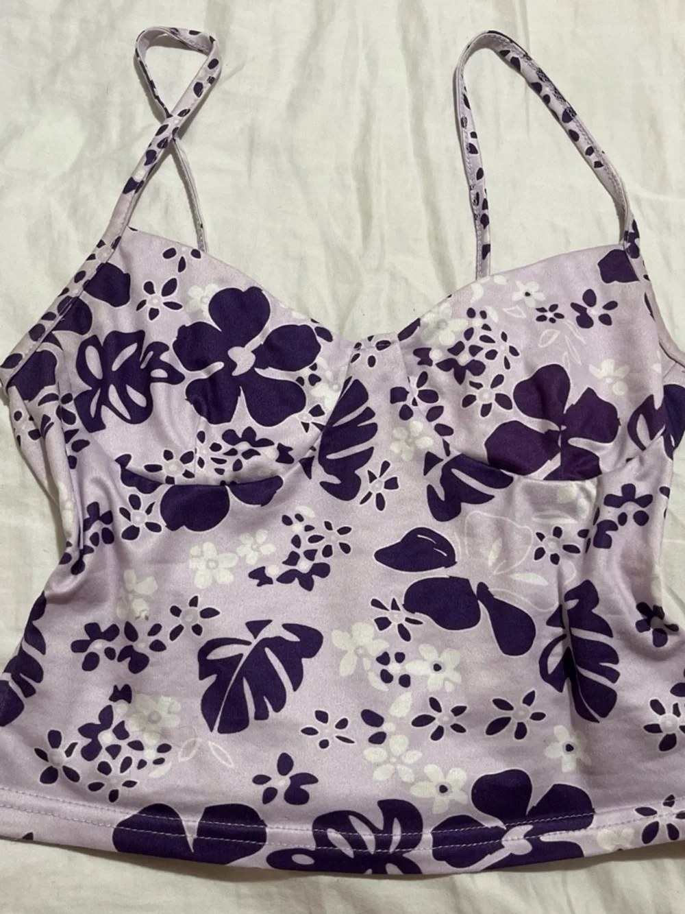 Source Unknown Lavender Cami with Dark Purple Floral Print